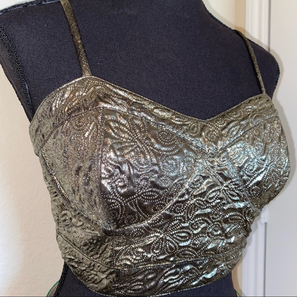 Arden B. Metallic bustier top